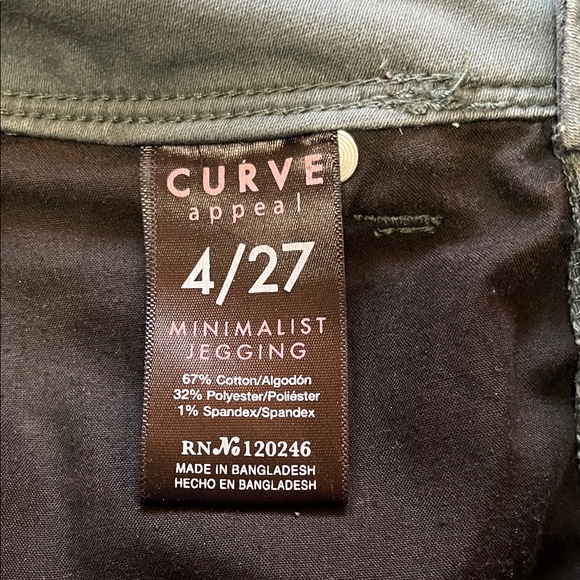 Curve Appeal Minimalist Jegging Olive Green Jeans Size 27 - Picture 6 of 8